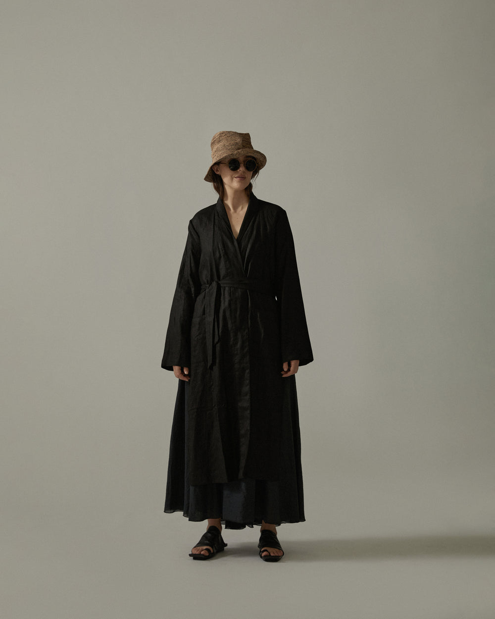 Kimono Coat Linen Black