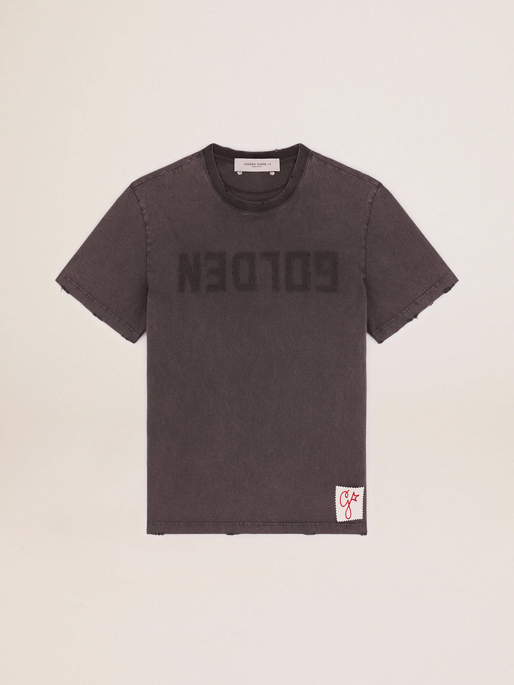 Regular T Shirt Distressed Cotton Jersey Anthracite Gray
