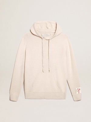 Men's Knit Hoodie Cashmere Wool Natural White