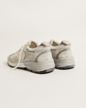 Running Dad in White and Grey Suede and White Leather Star