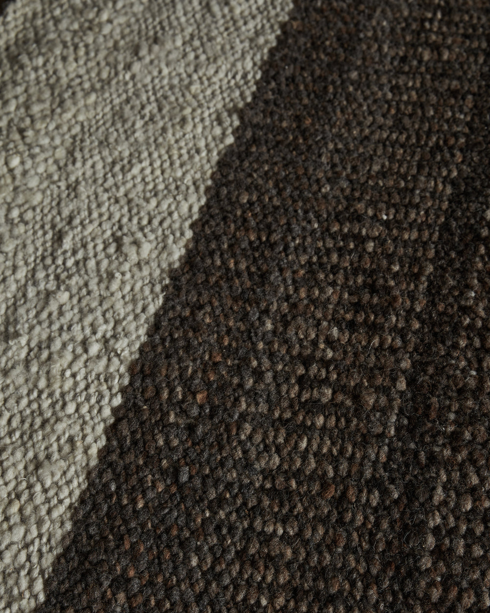 Tri-Colour Virgin Wool Rug - Natural / Brown / Wheat