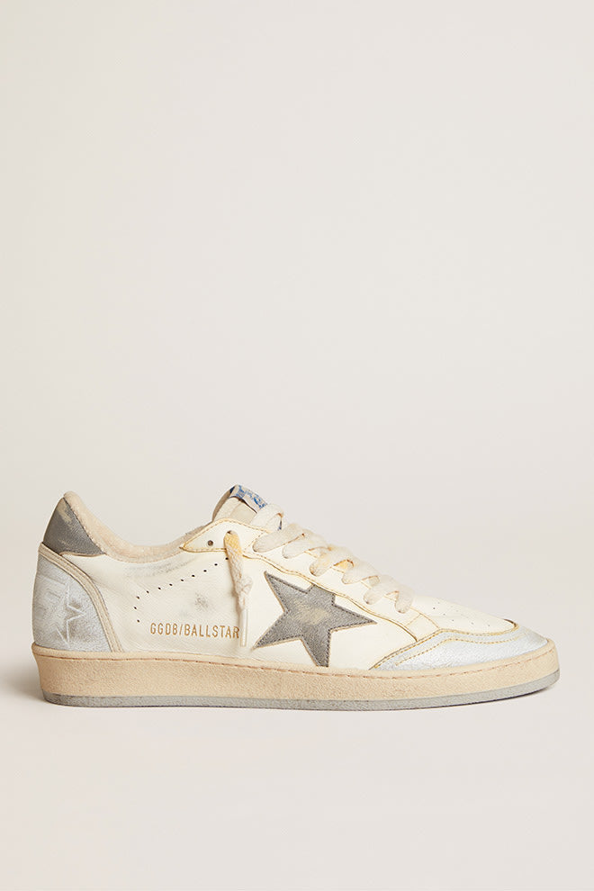 Ball Star in Nappa with Leather Toe and Star and Nylon Tongue - White/ Grey