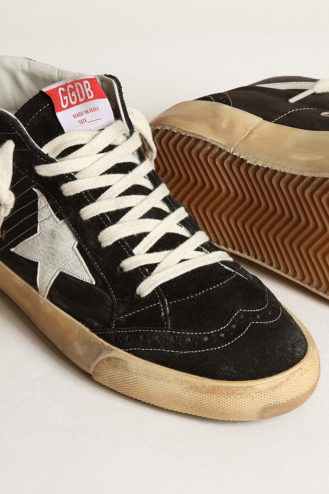 Mid Star in Black Suede and Nylon w/ White Star