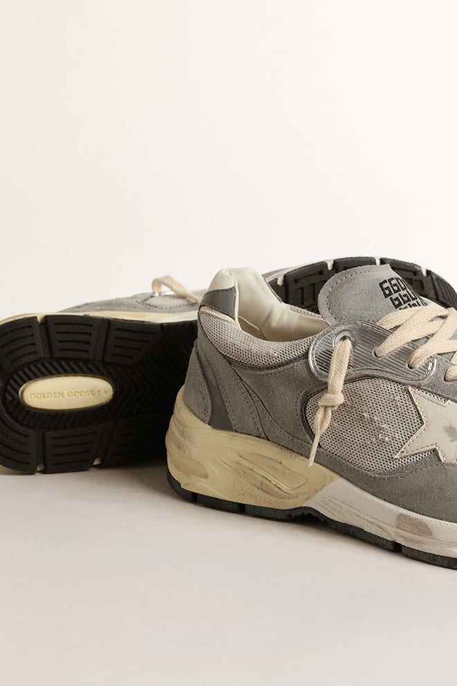 Running Dad in Suede w/ Leather Star - Grey/ Silver/ White