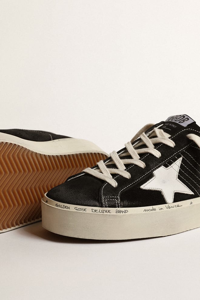 Hi Star in Black Suede Leather w/ White Leather Star