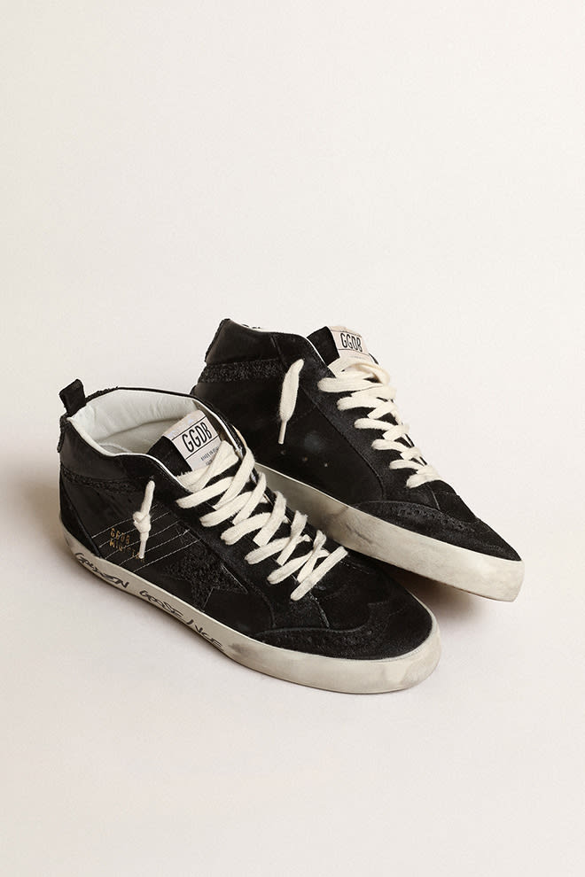 Mid Star w/ Suede Toe and Glitter Star - Black