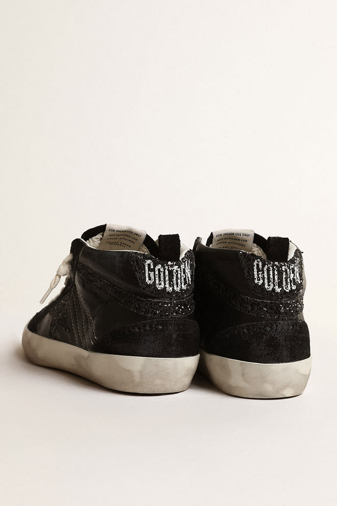 Mid Star w/ Suede Toe and Glitter Star - Black