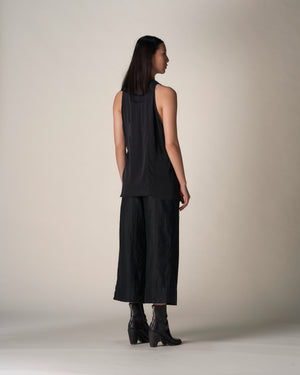 Cropped Tailored Pant Linen / Cotton Black