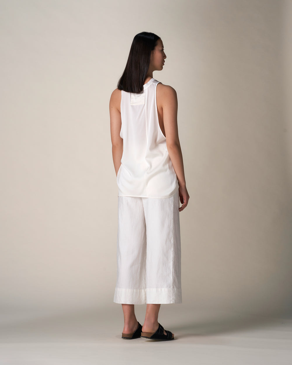 Cropped Tailored Pant Linen / Cotton White