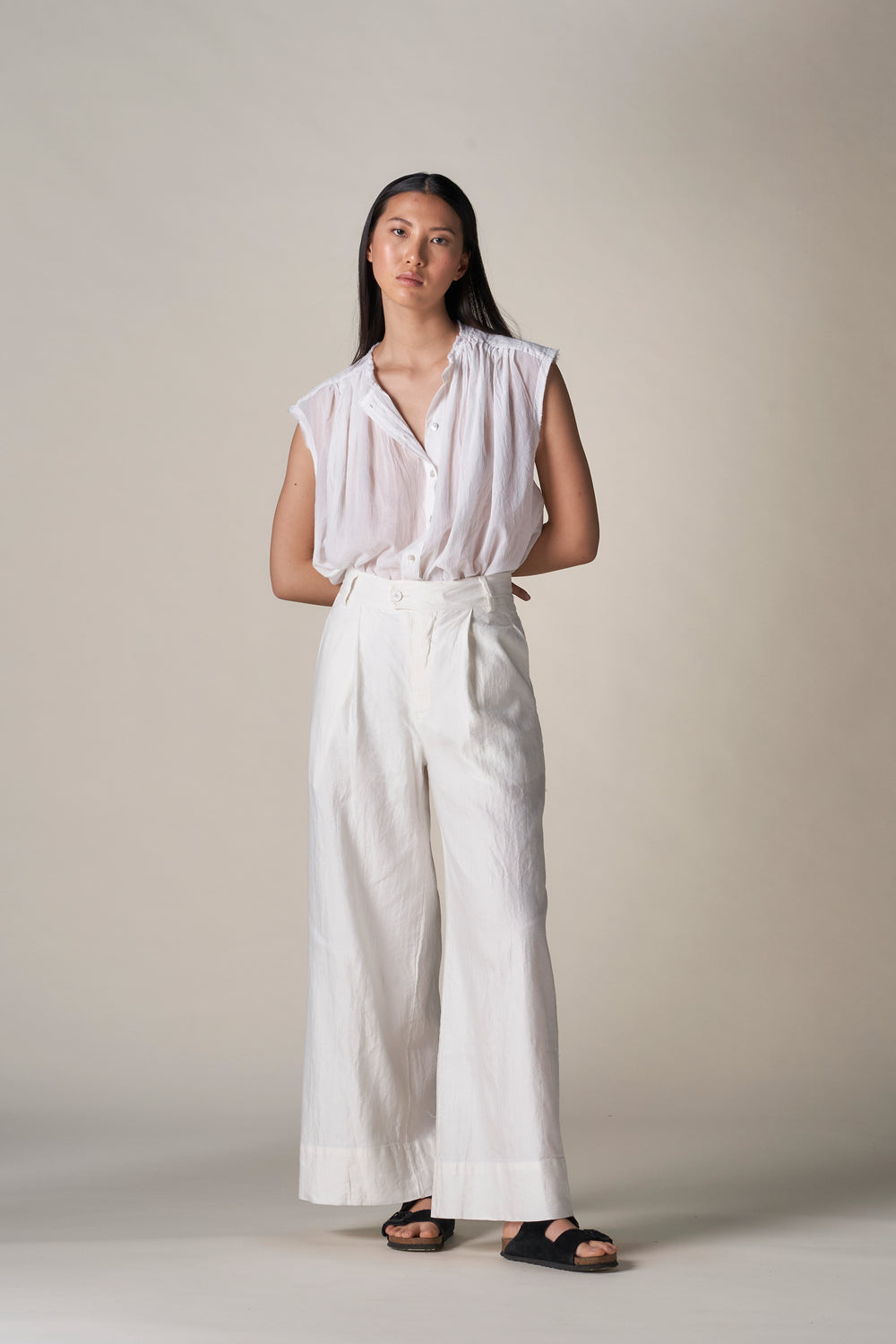 Full Tailored Pant Linen / Cotton White