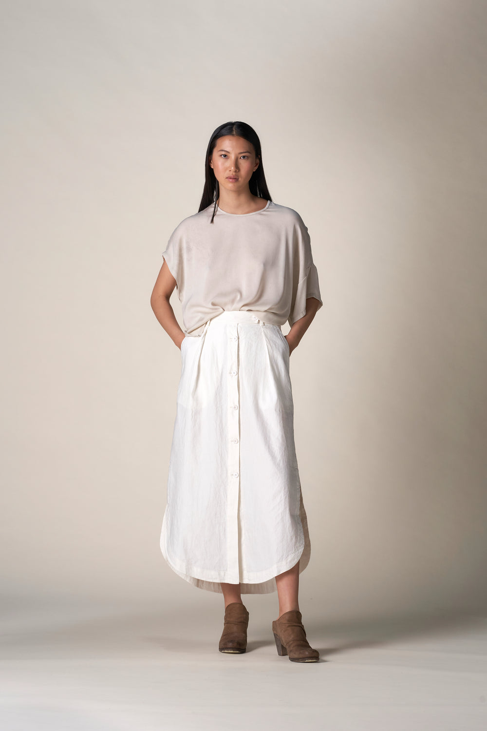 Shirt Hem Skirt Linen / Cotton White