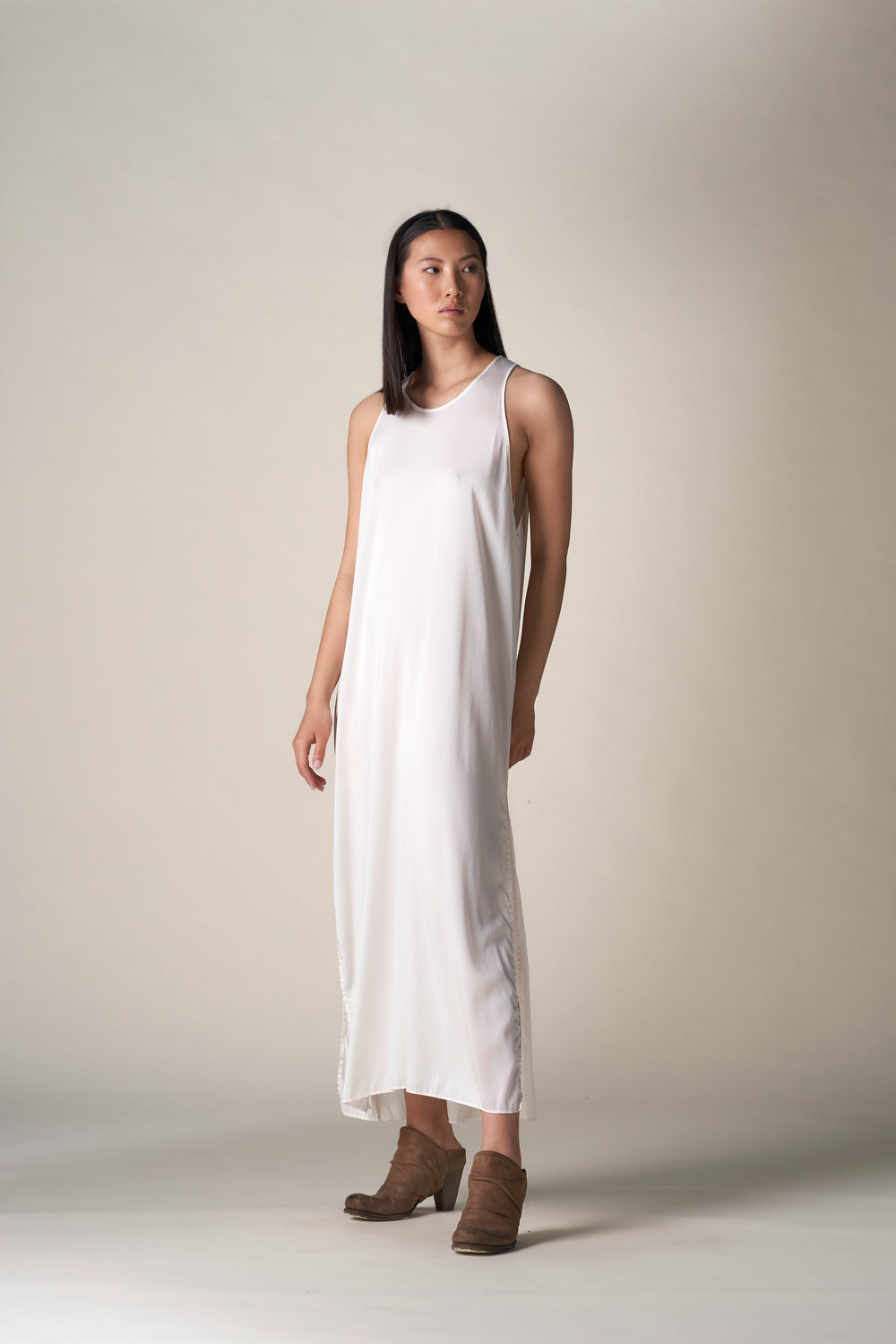 Silk Racer Dress White
