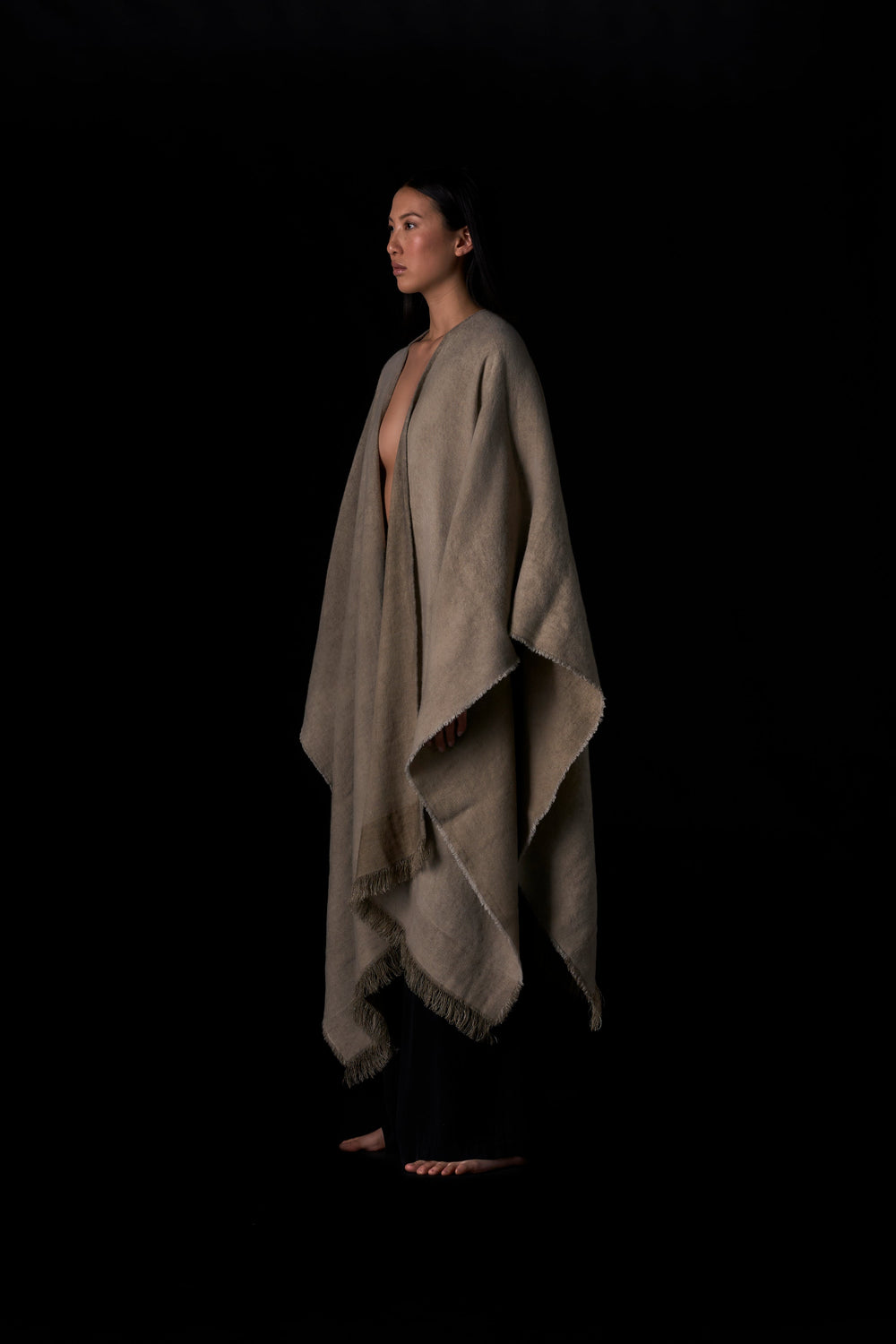Long Wearable Blanket Cashmere and Hemp Sand