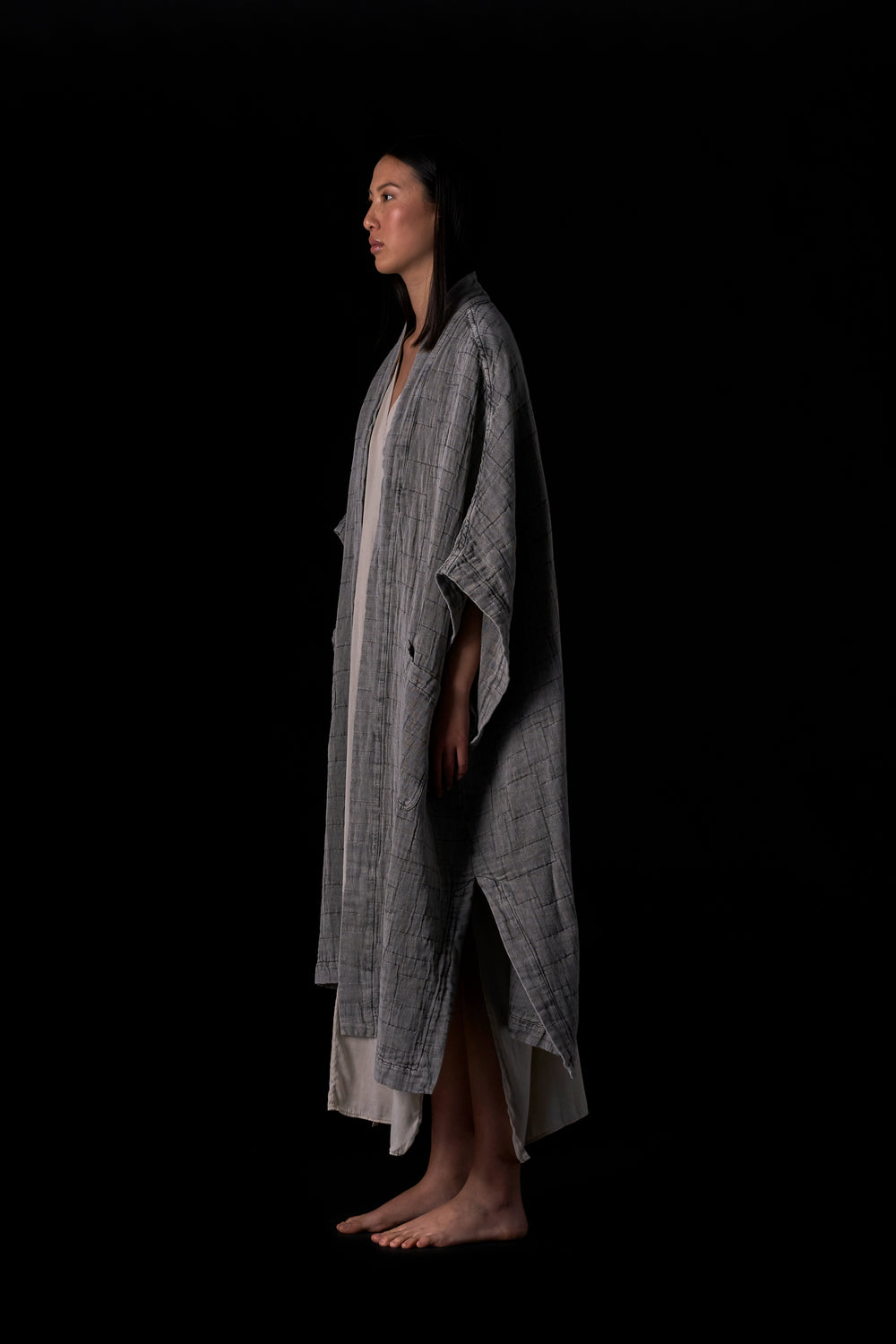 Jacquard Sleeveless Kimono Sandstone