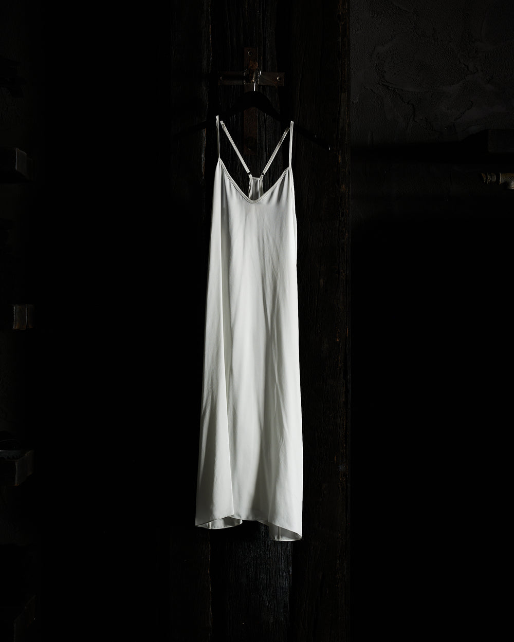 T-Back Silk Slip Dress - White