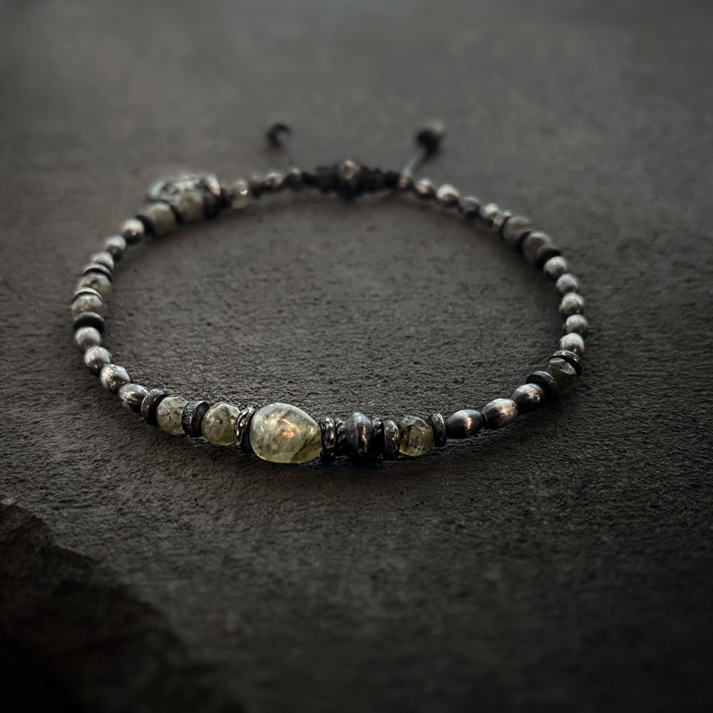 Silver Gypsy Beads Layering Bracelet w/ Labradorite