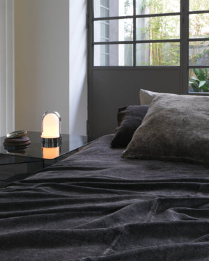 002 Distressed Velvet Standard Pillow Case Set - Washed Black (50x70 cm)