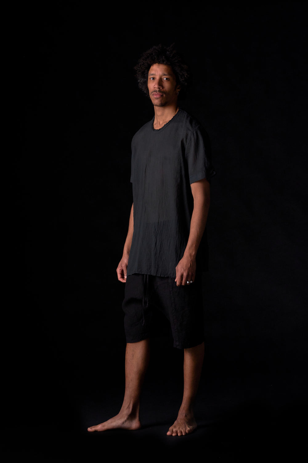 Easy Short Washed Linen Black