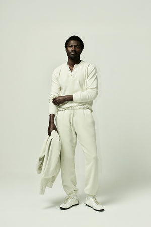 Waffle Three Button Henley in Plaster