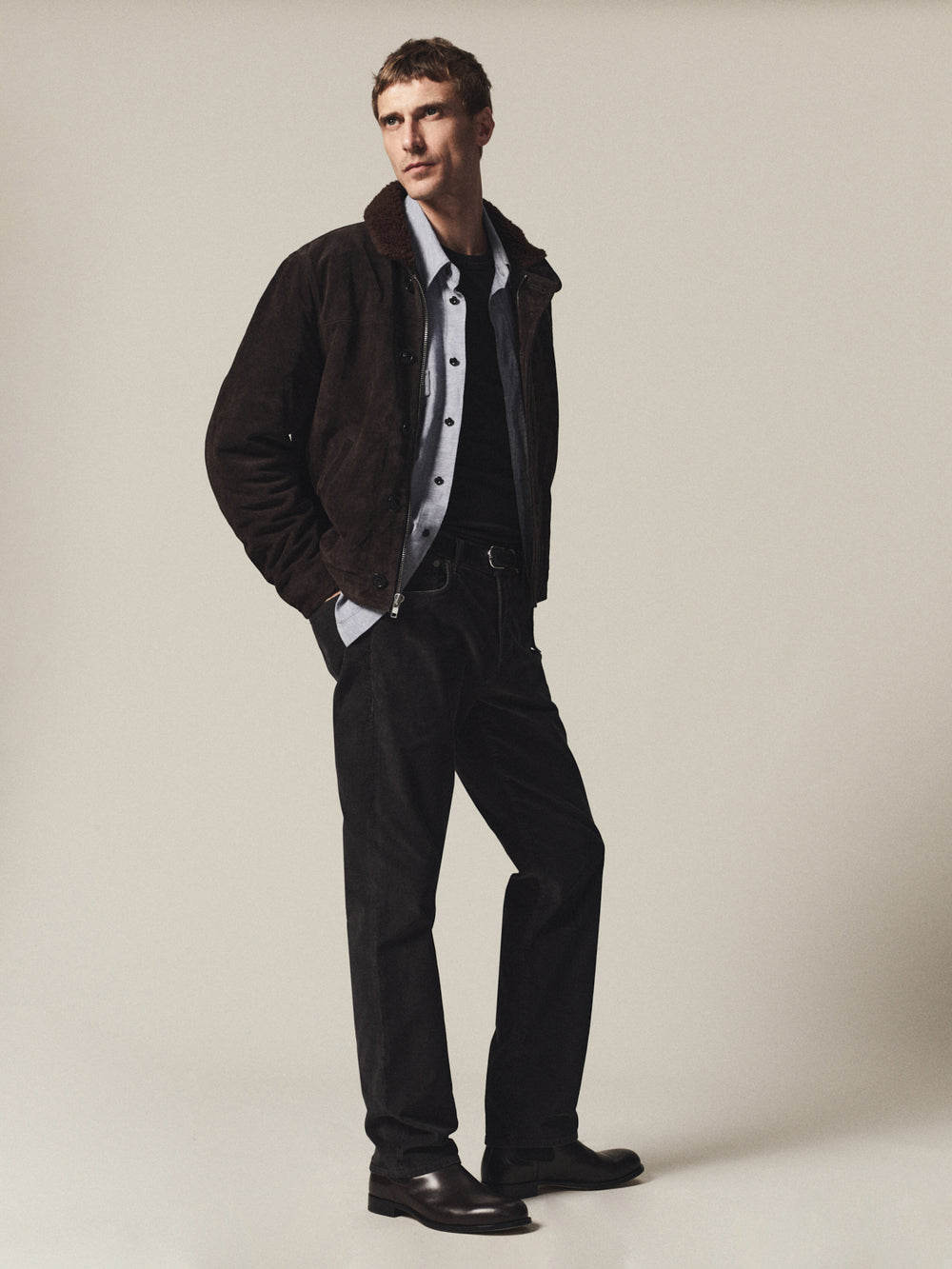 Elijah Classic Straight in Corduroy Charcoal