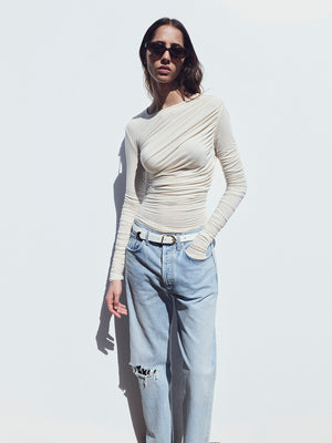 Tania Twist Tee Oat Milk
