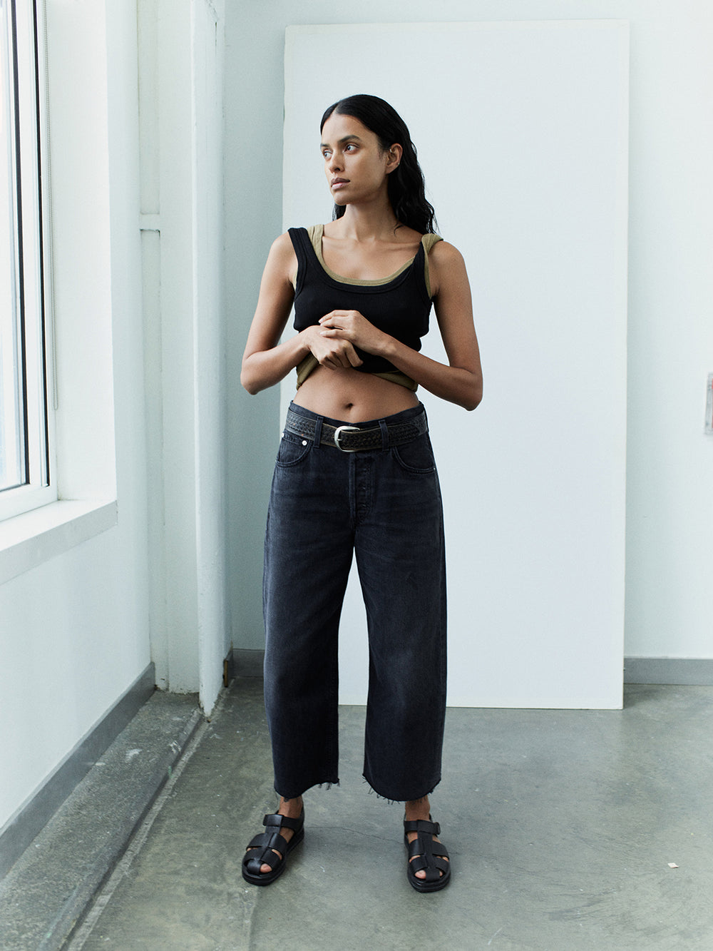 Ayla Raw Hem Crop in Bronson