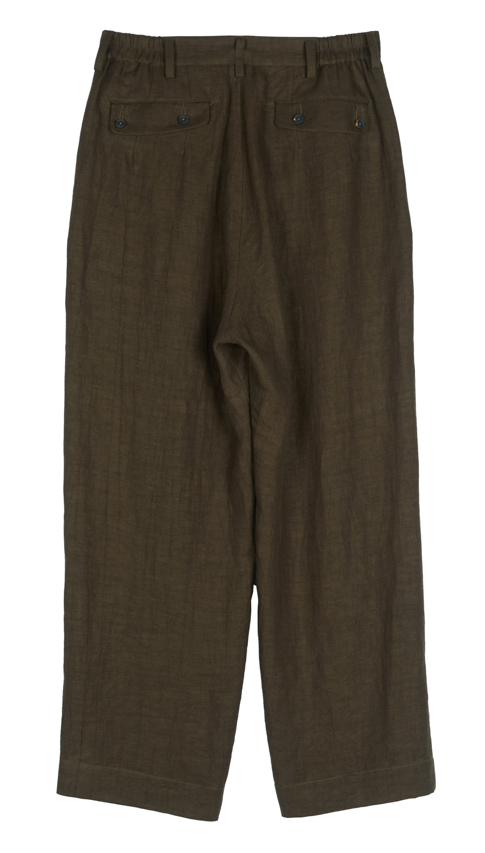 Front Pleats Wide Leg Trousers Khaki Brown