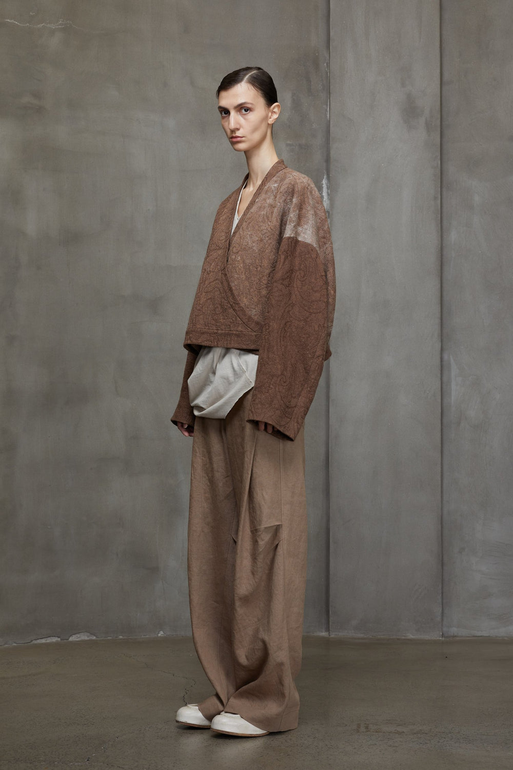 Wrap Closure Cropped Jacket Faded Terracotta