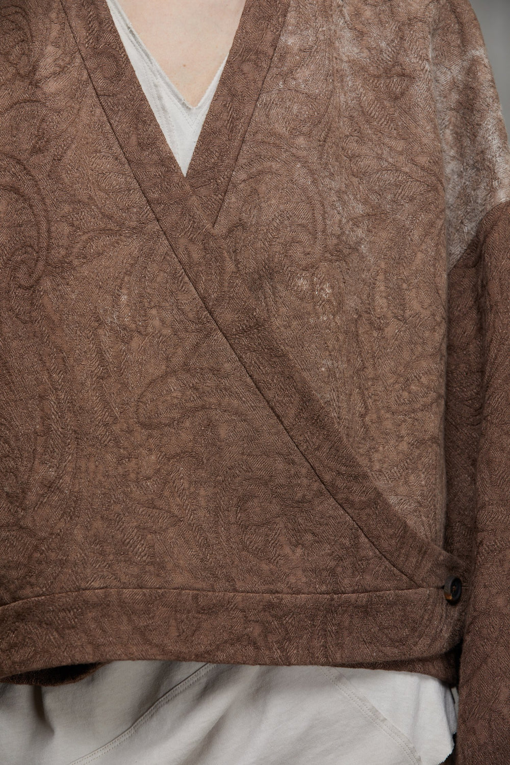 Wrap Closure Cropped Jacket Faded Terracotta