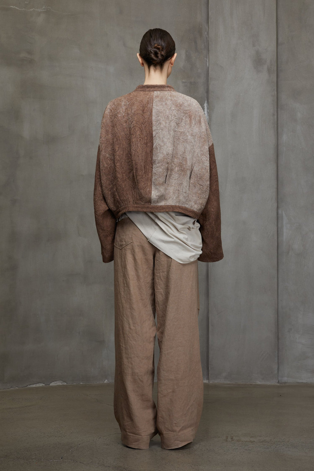 Wrap Closure Cropped Jacket Faded Terracotta