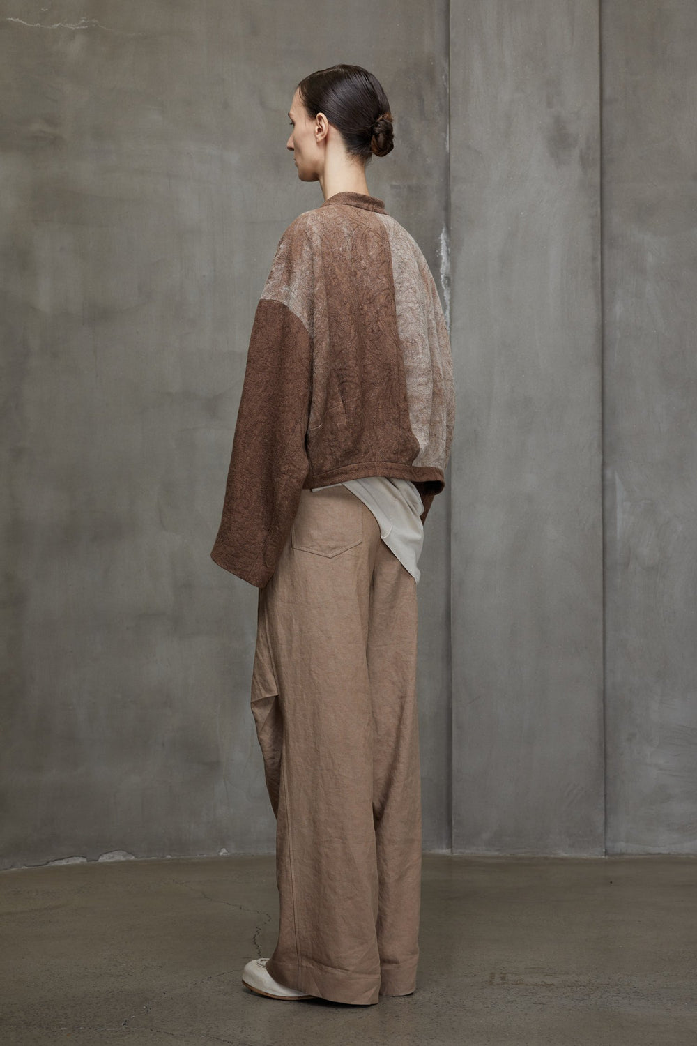 Wrap Closure Cropped Jacket Faded Terracotta