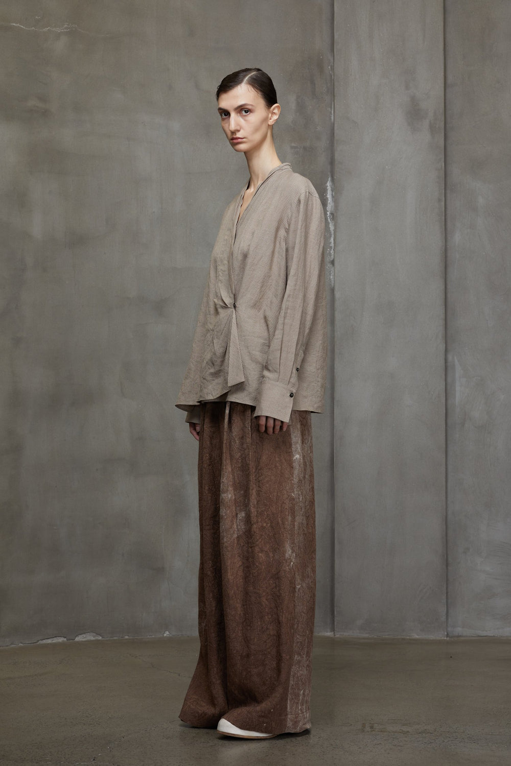 High Waist Jacquard Trousers Faded Terracotta