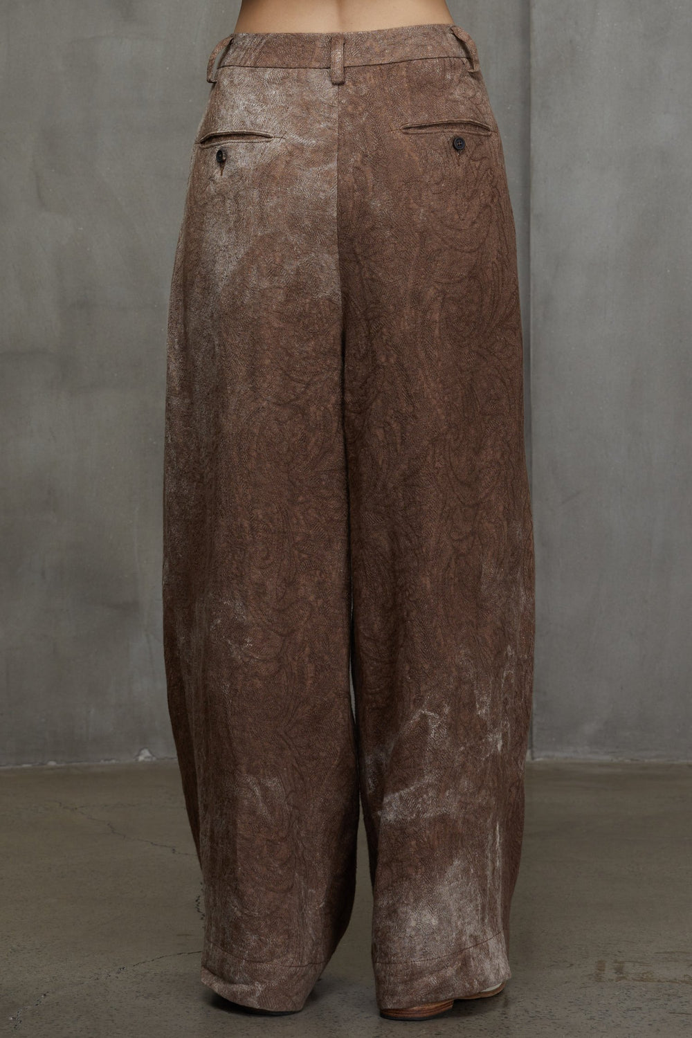 High Waist Jacquard Trousers Faded Terracotta