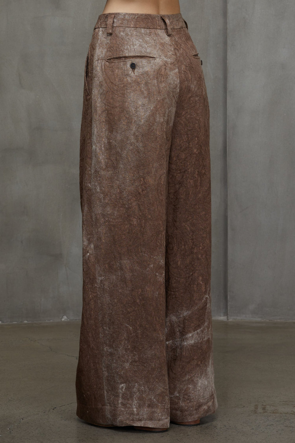 High Waist Jacquard Trousers Faded Terracotta