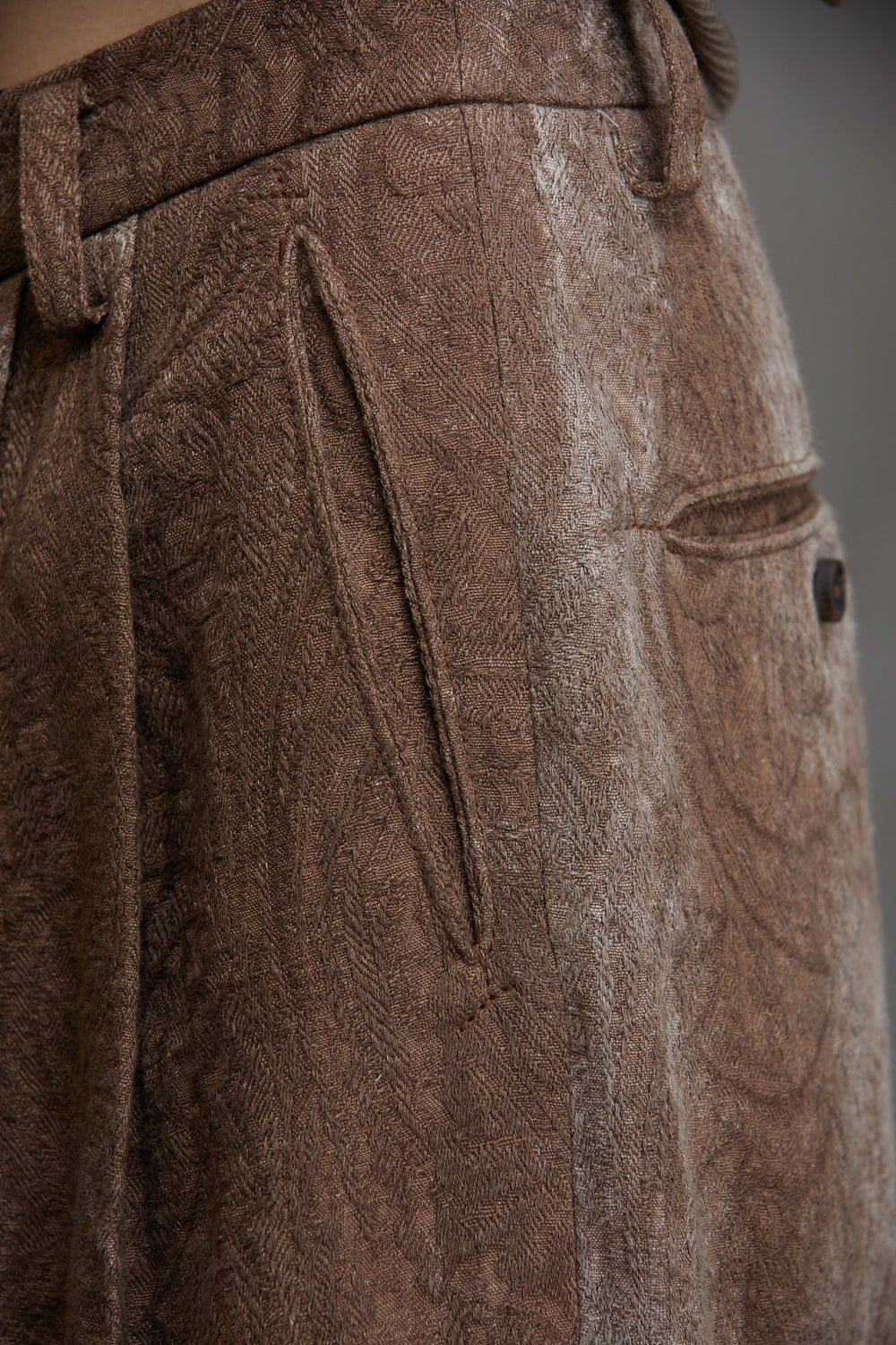 High Waist Jacquard Trousers Faded Terracotta