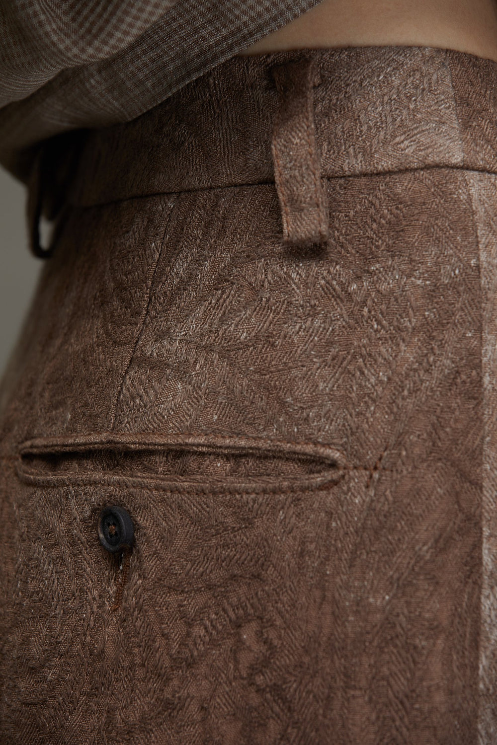 High Waist Jacquard Trousers Faded Terracotta