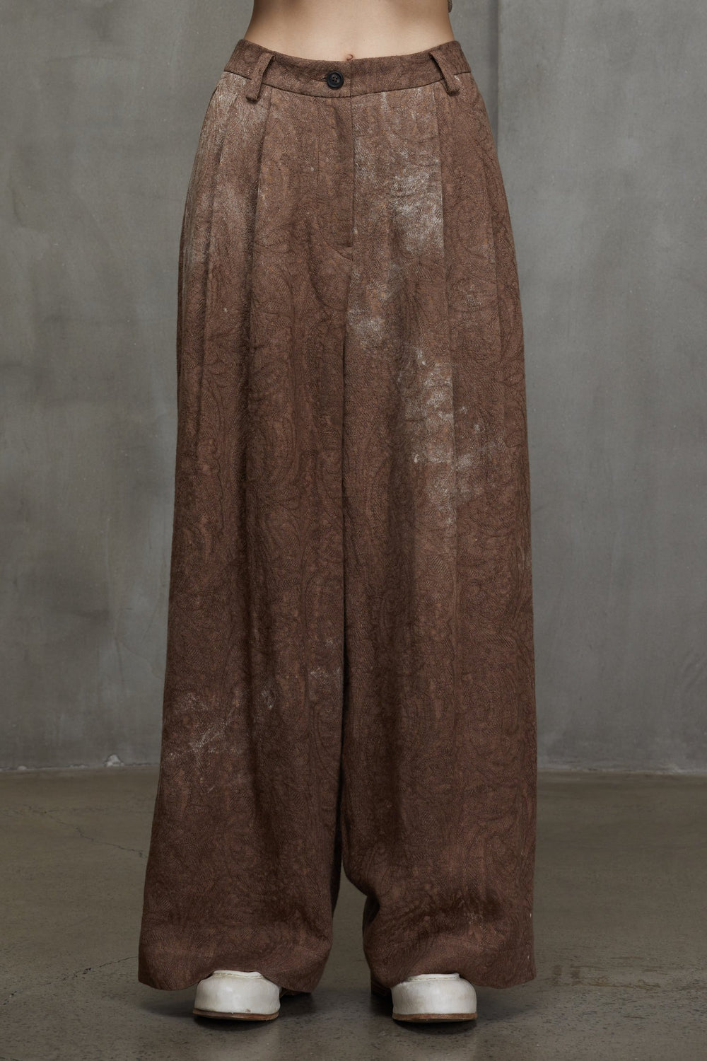 High Waist Jacquard Trousers Faded Terracotta