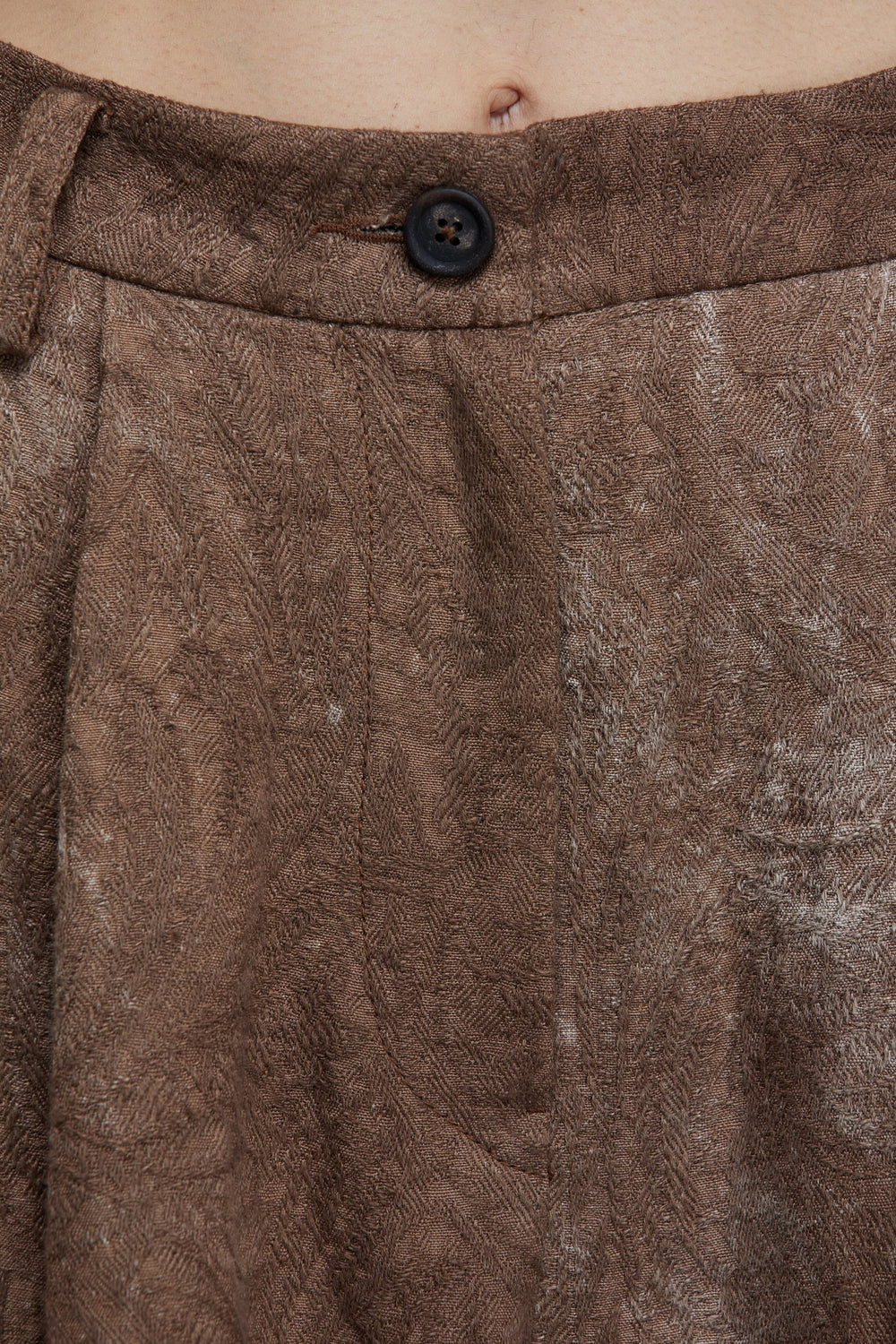 High Waist Jacquard Trousers Faded Terracotta