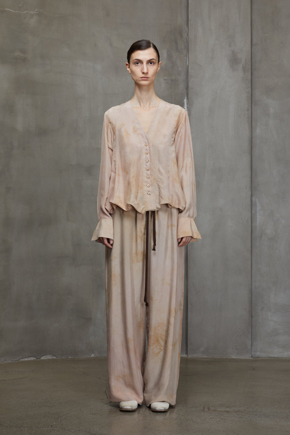 Straight Leg Drawstring Trousers Faded Copper Rose