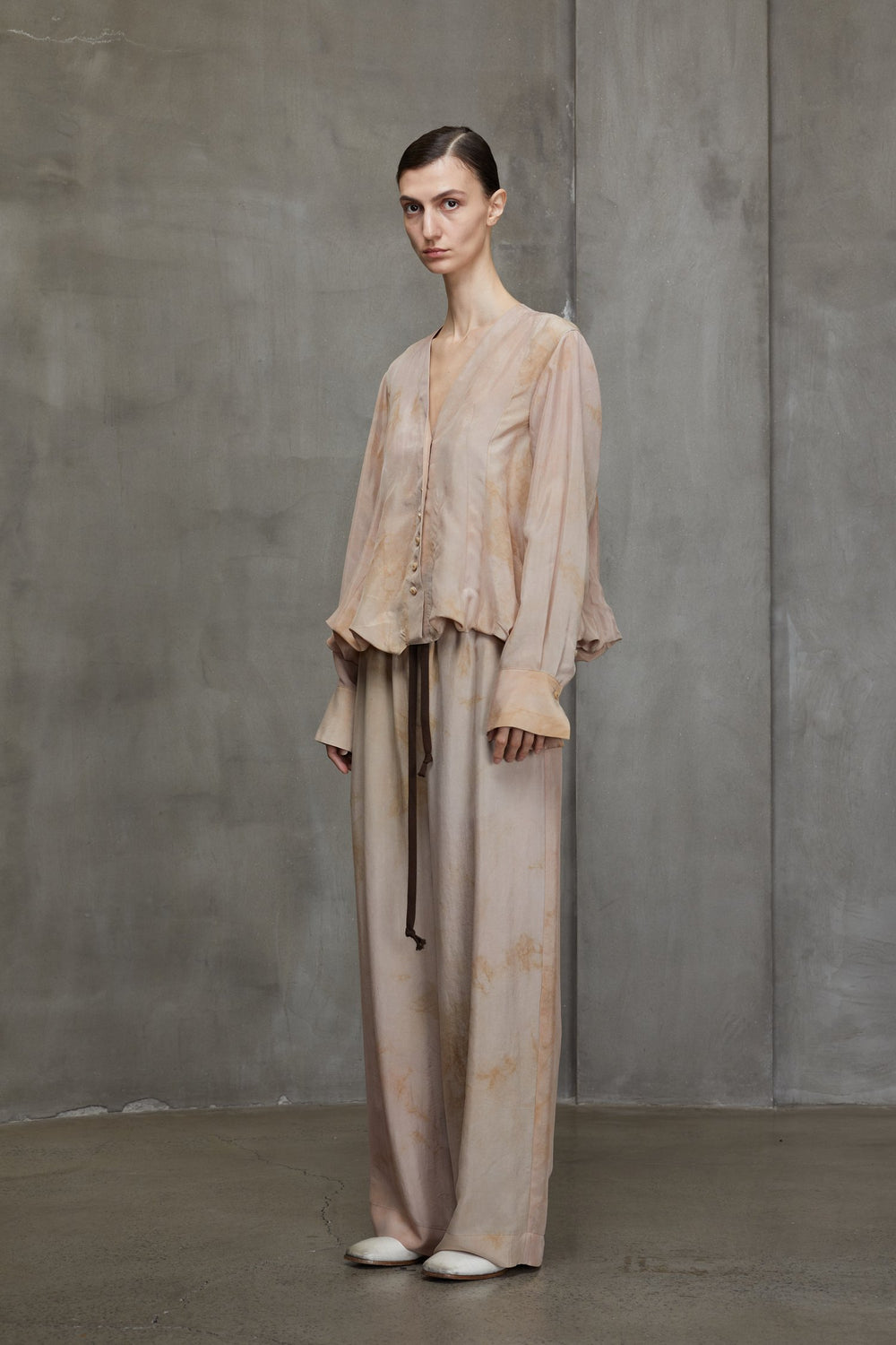 Straight Leg Drawstring Trousers Faded Copper Rose