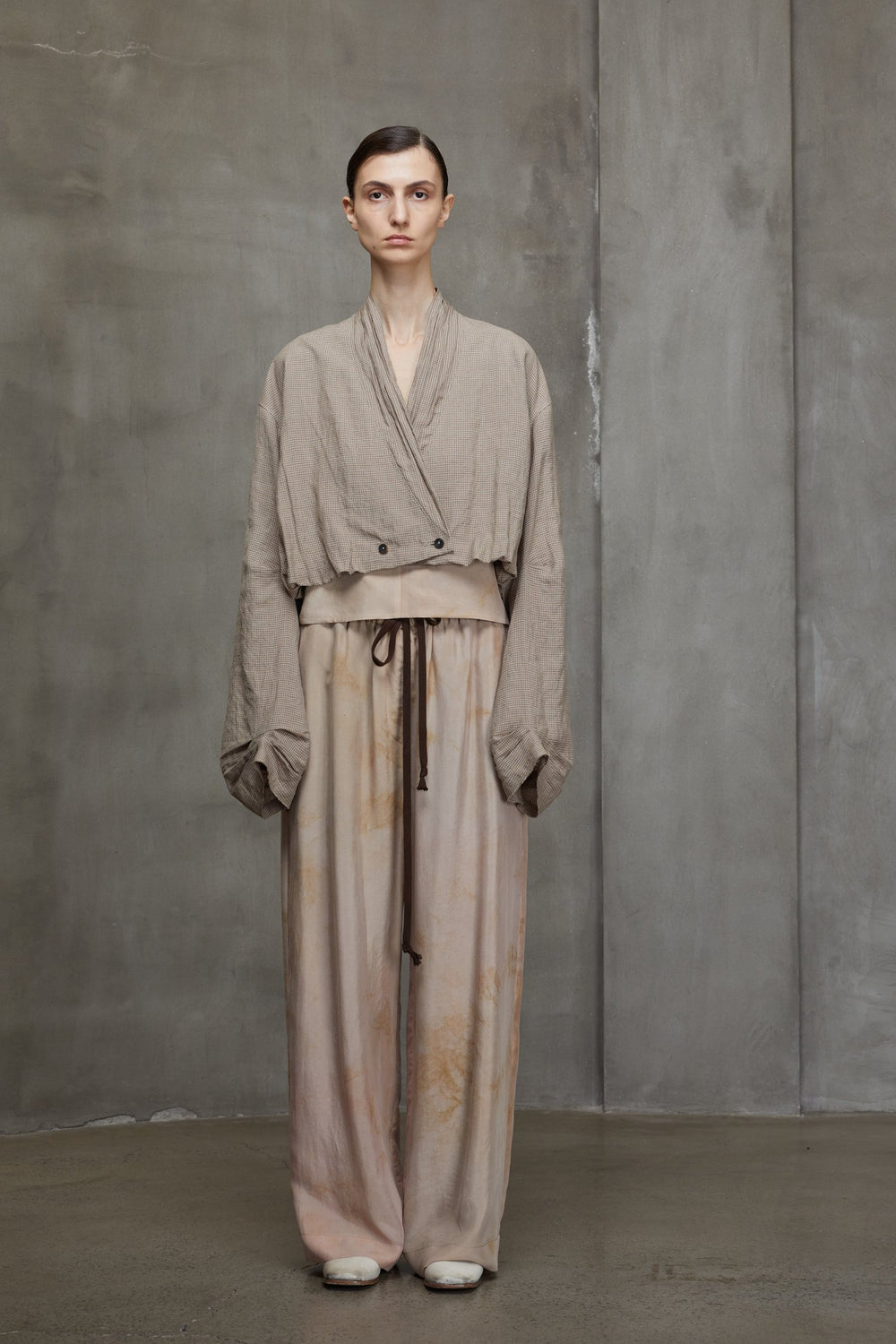 Shirred Back Cropped Jacket Faded Terracotta