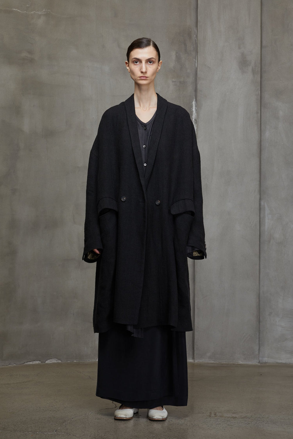 Oversized Long Coat Black