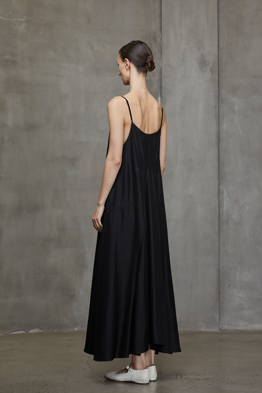 V Neck Long Dress Black