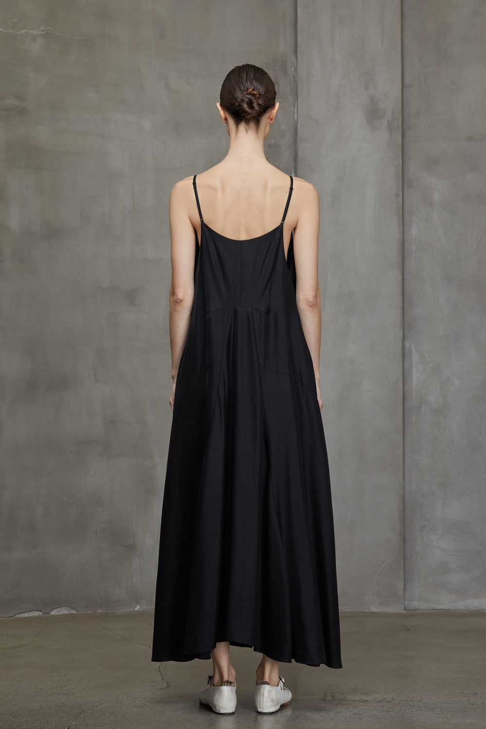 V Neck Long Dress Black