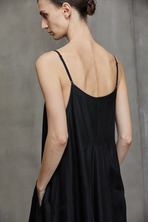 V Neck Long Dress Black