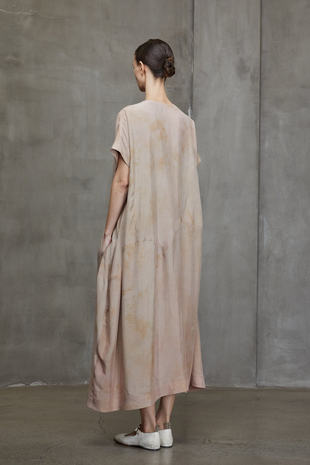 Deconstruced V Neck Dress Faded Copper Rose