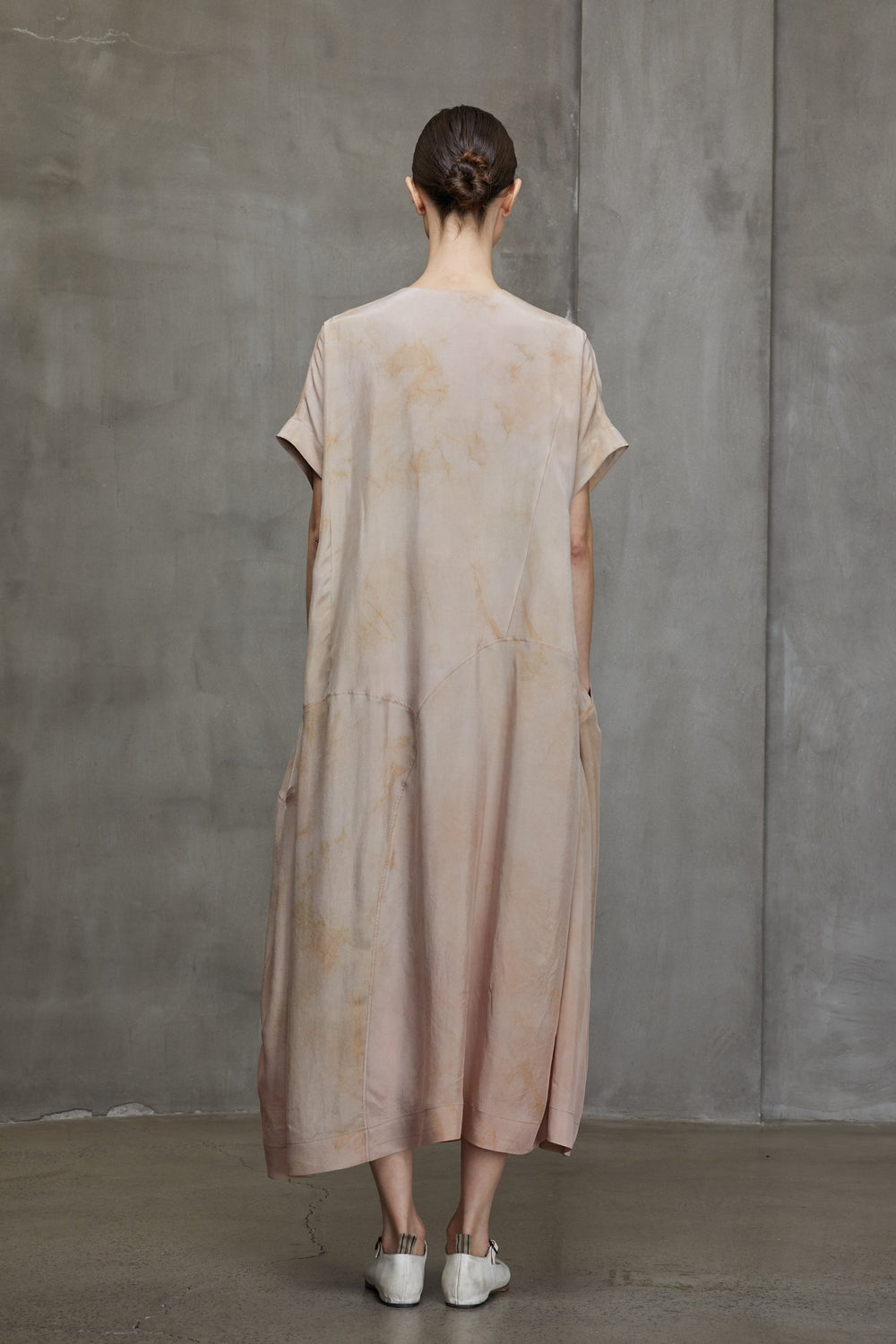 Deconstruced V Neck Dress Faded Copper Rose