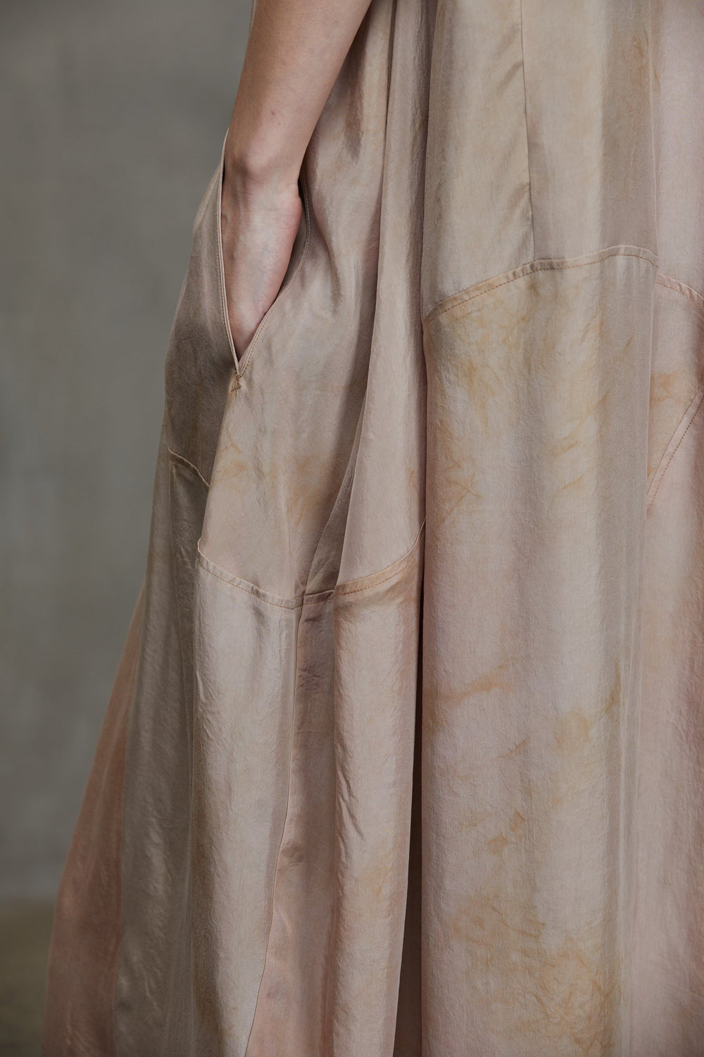 Deconstruced V Neck Dress Faded Copper Rose