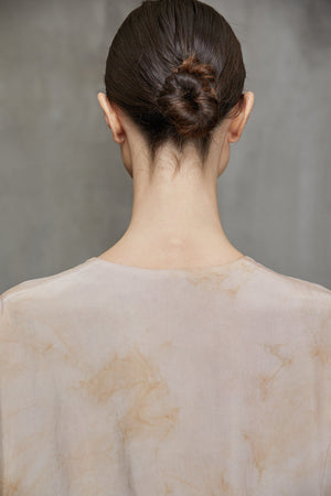 Deconstruced V Neck Dress Faded Copper Rose