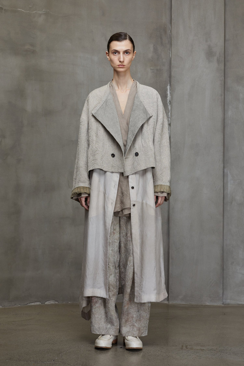 Reversible 3-Way Long Coat Antique White